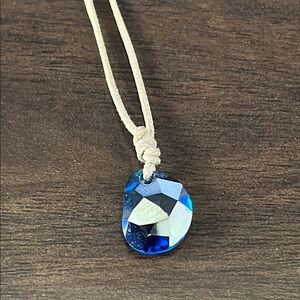 Elegant Blue Pendant Necklace on Adjustable Suede Cord
